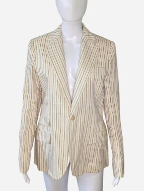 Polo Ralph Lauren cream pinstripe blazer size 10 NWT Linen And Cotton